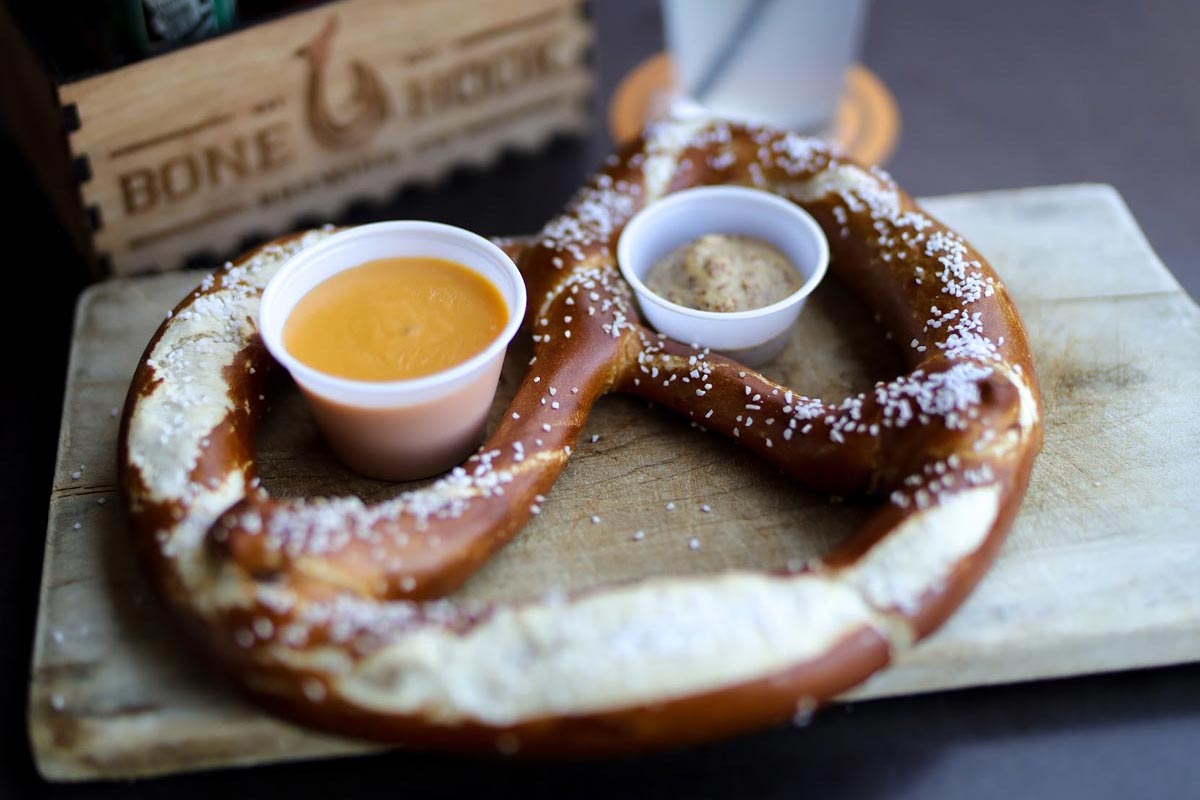 Jumbo pretzel served with dip