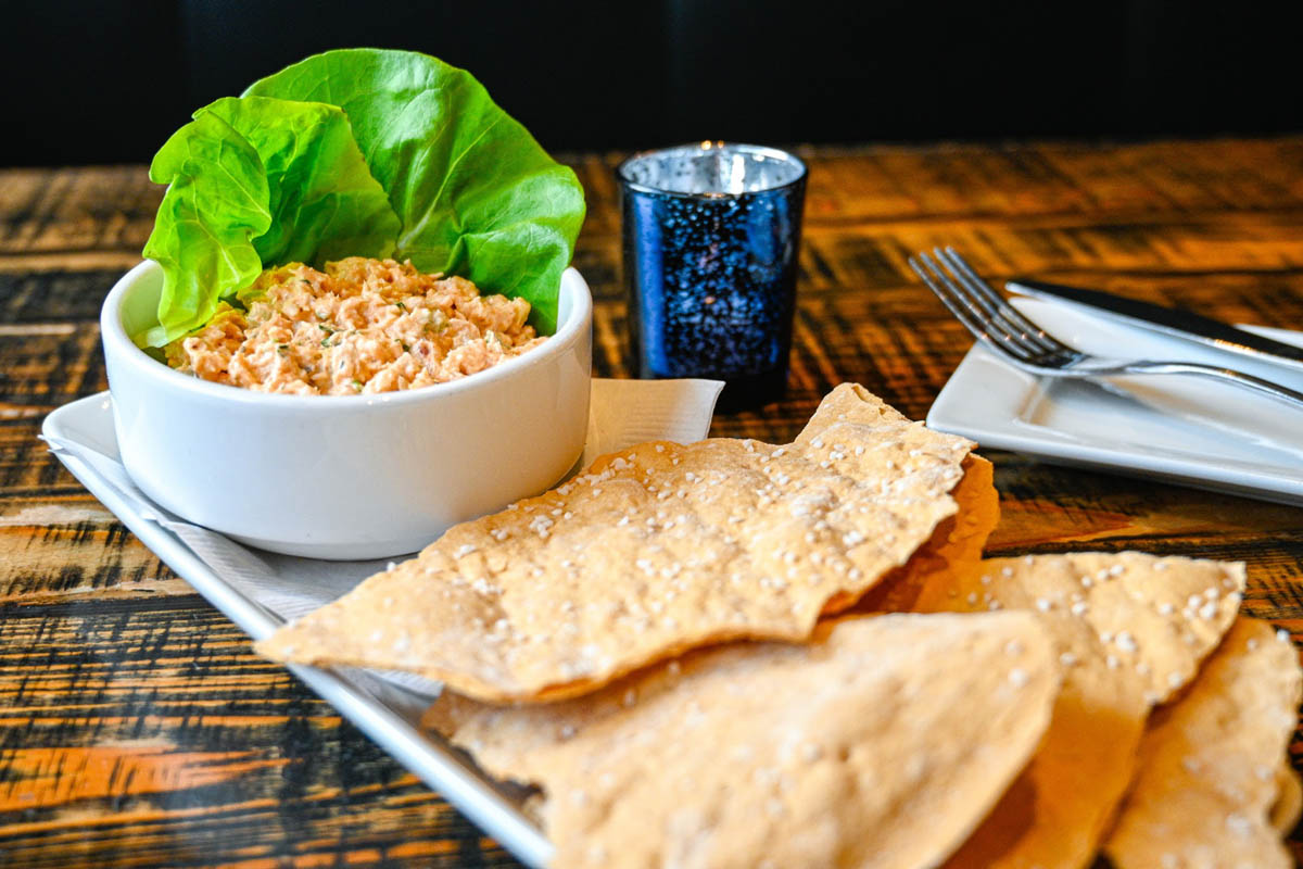 A salad with crackers