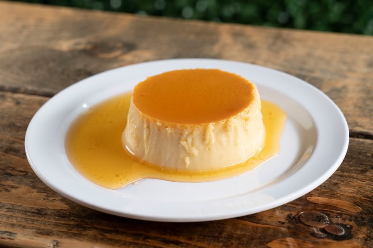 Flan, contains egg and milk. Flavors change weekly.