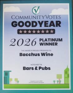 Community Votes Goodyear 2026 Platinum Winner - Bacchus Wine, Voted Best Bars & Pubs