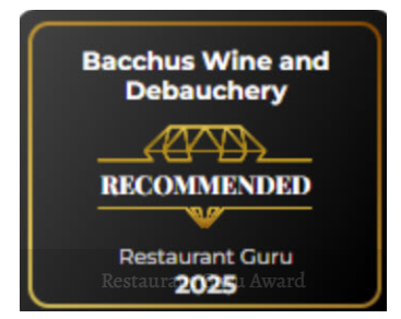 Restaurant Guru 2025 Recommended Award - Bacchus Wine and Debauchery