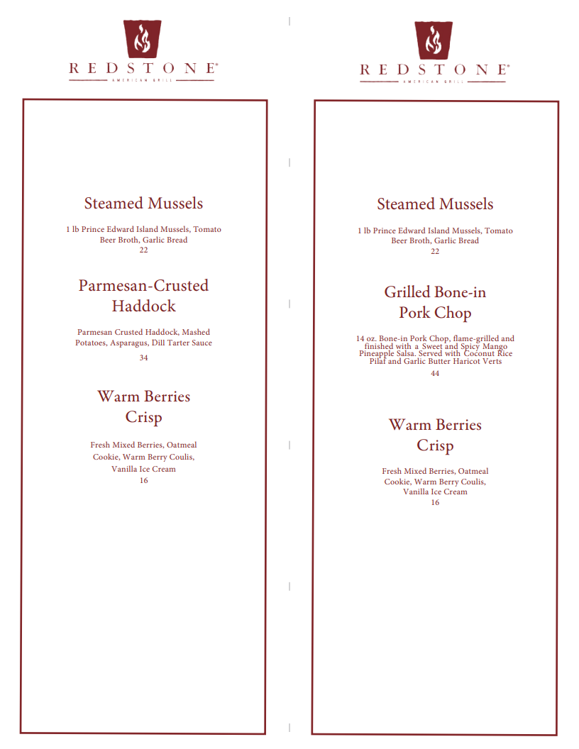 redstone american grill specials menu