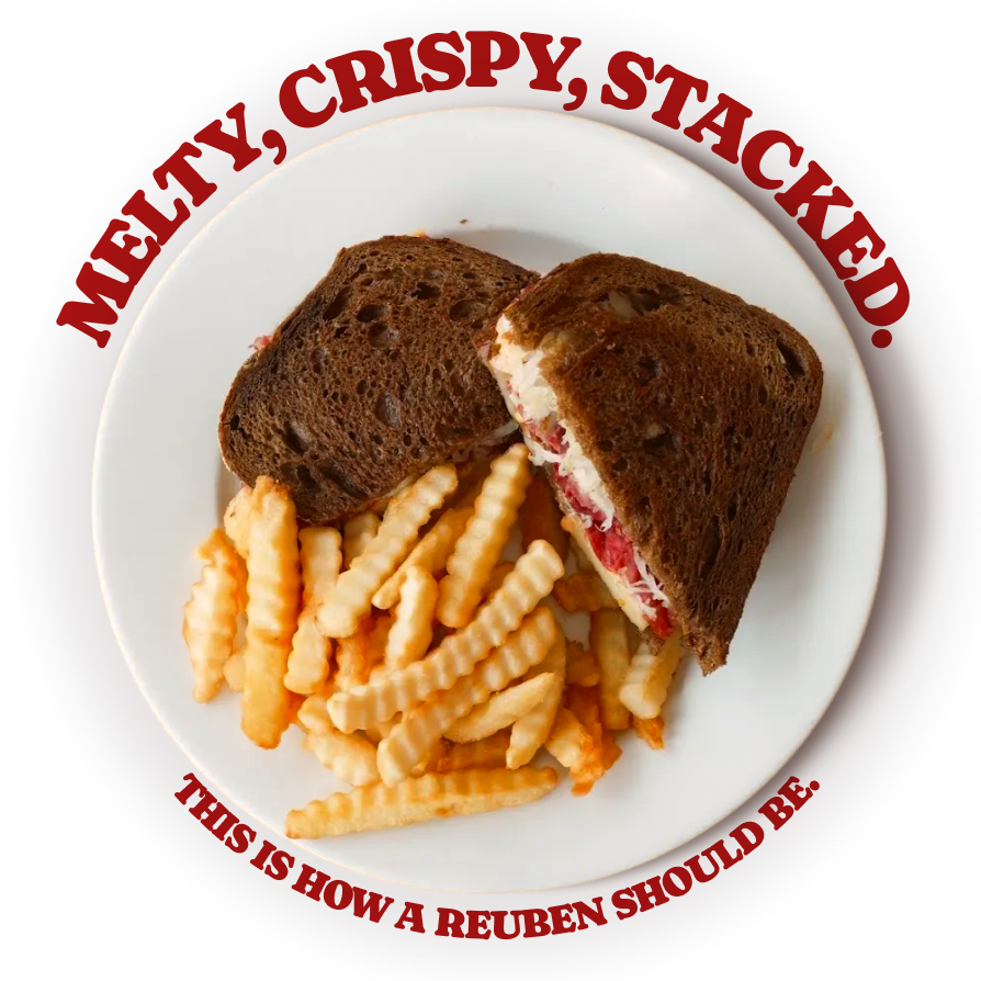 Melty, crispy, stacked. This is how a Reuben should be.