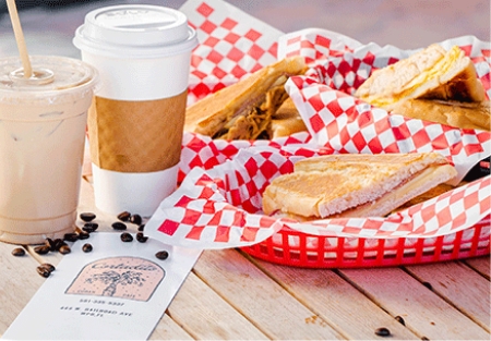 Sandwiches with shake and coffee
