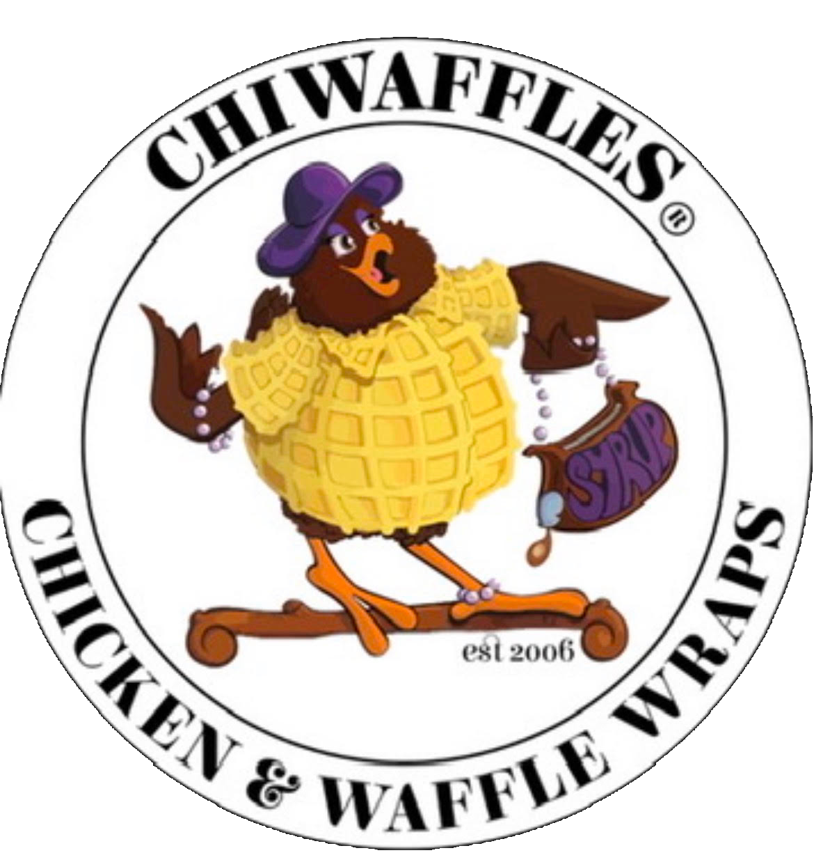 Chiwaffles Chicken & Waffle Wraps logo, established 2006