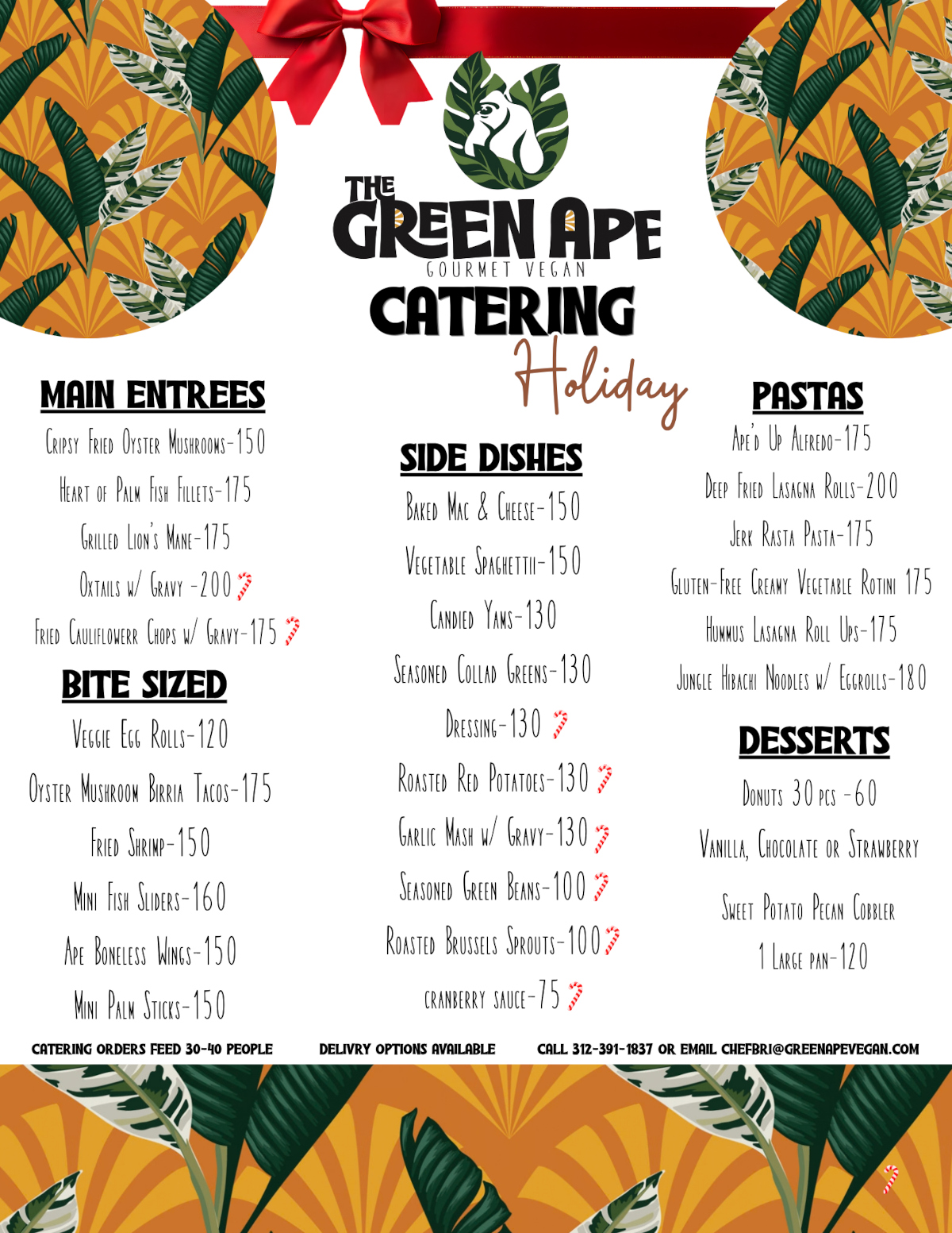 the green ape gourmet vegan catering holiday
