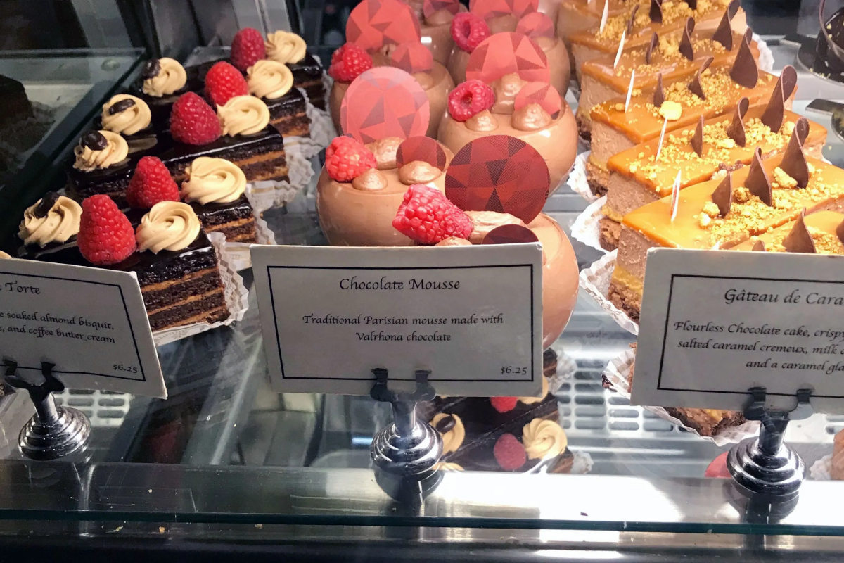 Deserts in a refrigerated display case