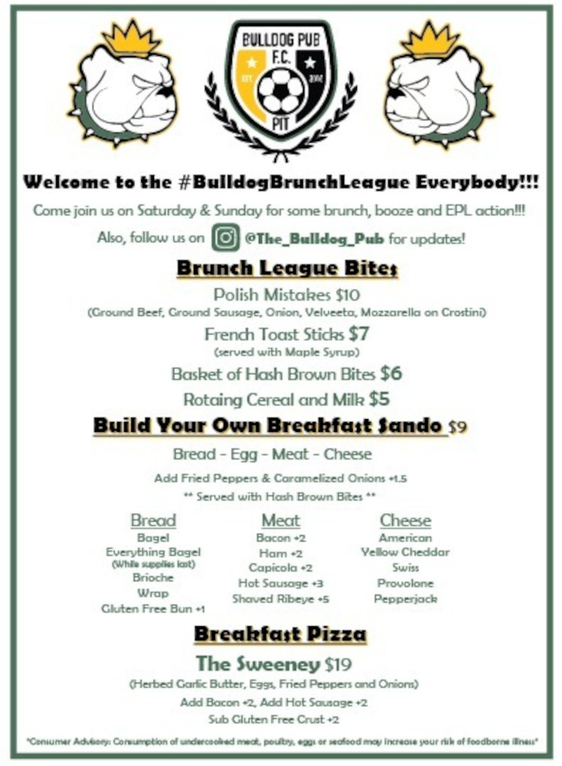 bulldog brunch menu