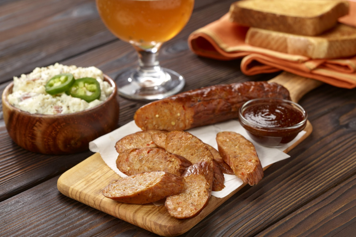 Sausage and sauce on the plate