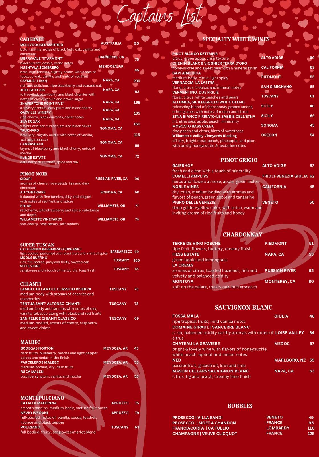 valentines day menu second part