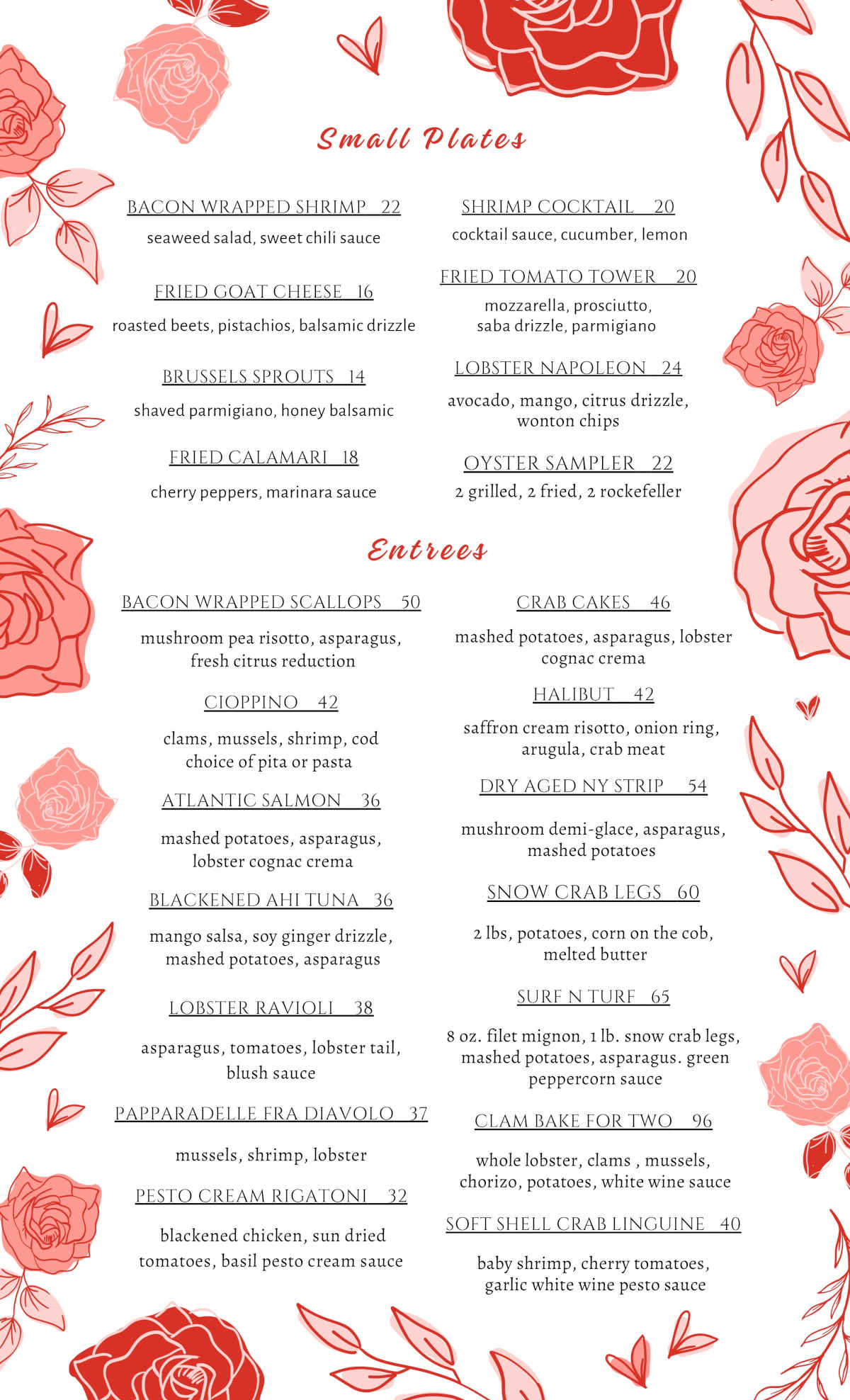 New Years Menu Flyer - second part