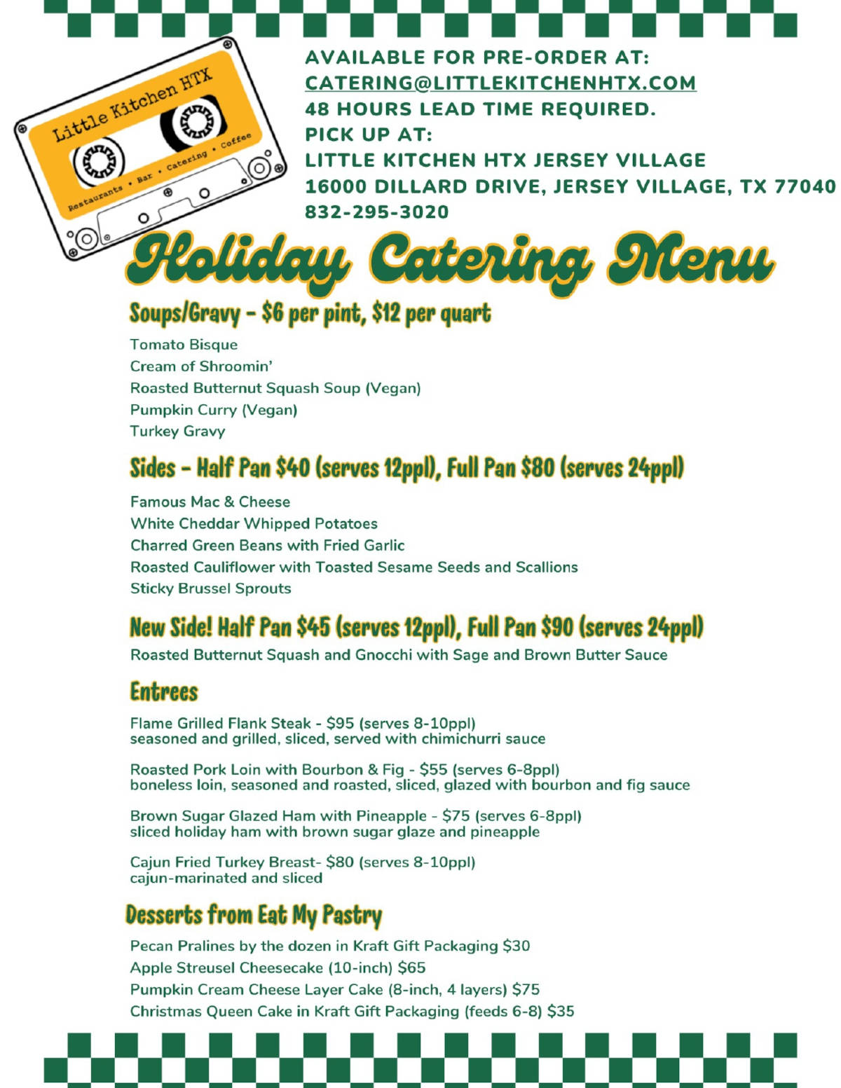 Holiday Catering Menu