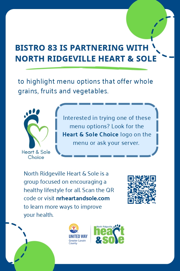 bistro 83 is partnering with north ridgeville heart & sole