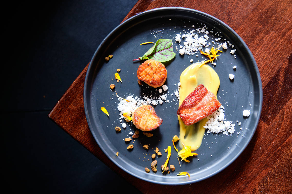 Scallops dish, top view