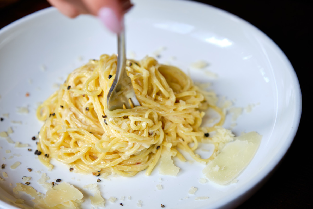 Spaghetti dish served