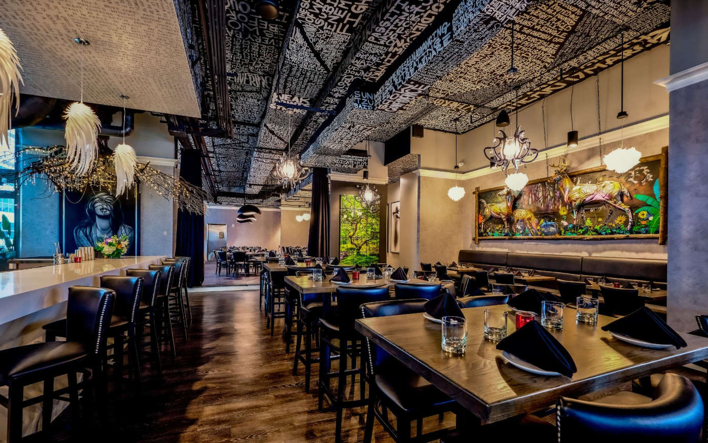 Interior, bar and a set dining area ready to receive guests, 