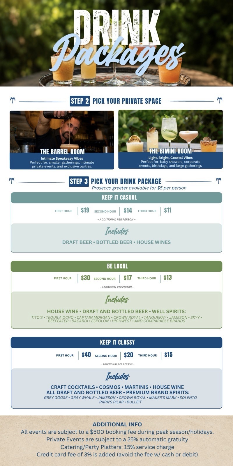 Papa's Raw Bar drinks packages