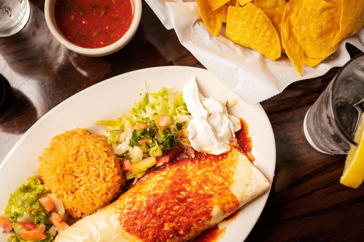 burrito stuffed with a delectable mix of sautéed steak