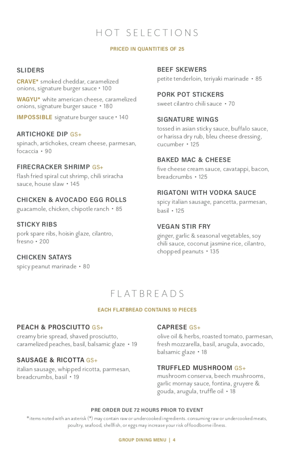 Group Dining Menu for Private Parties 3