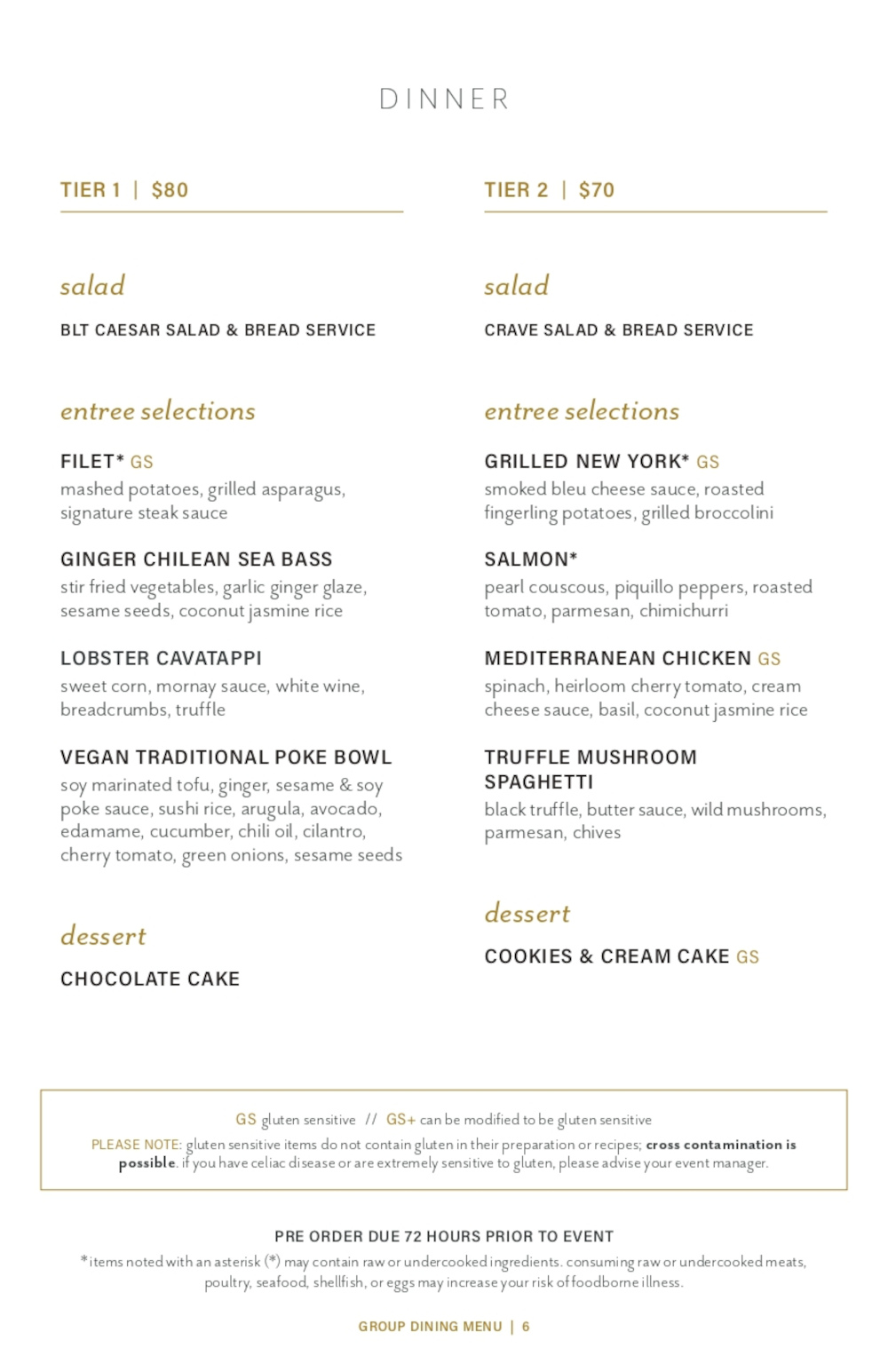 Group Dining Menu for Private Parties 5