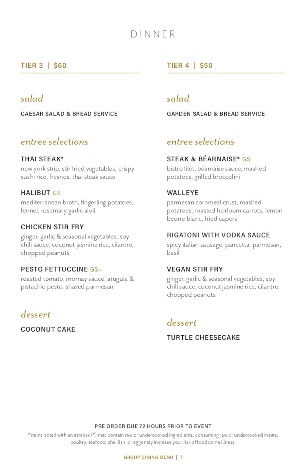 Group Dining Menu for Private Parties 6