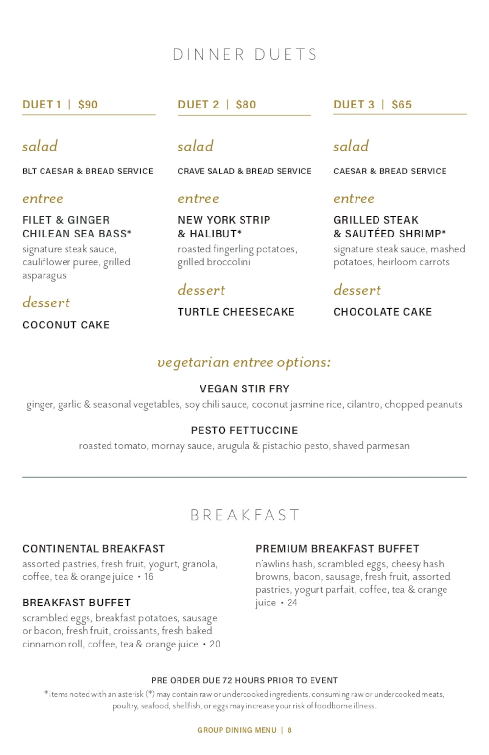 Group Dining Menu for Private Parties 7