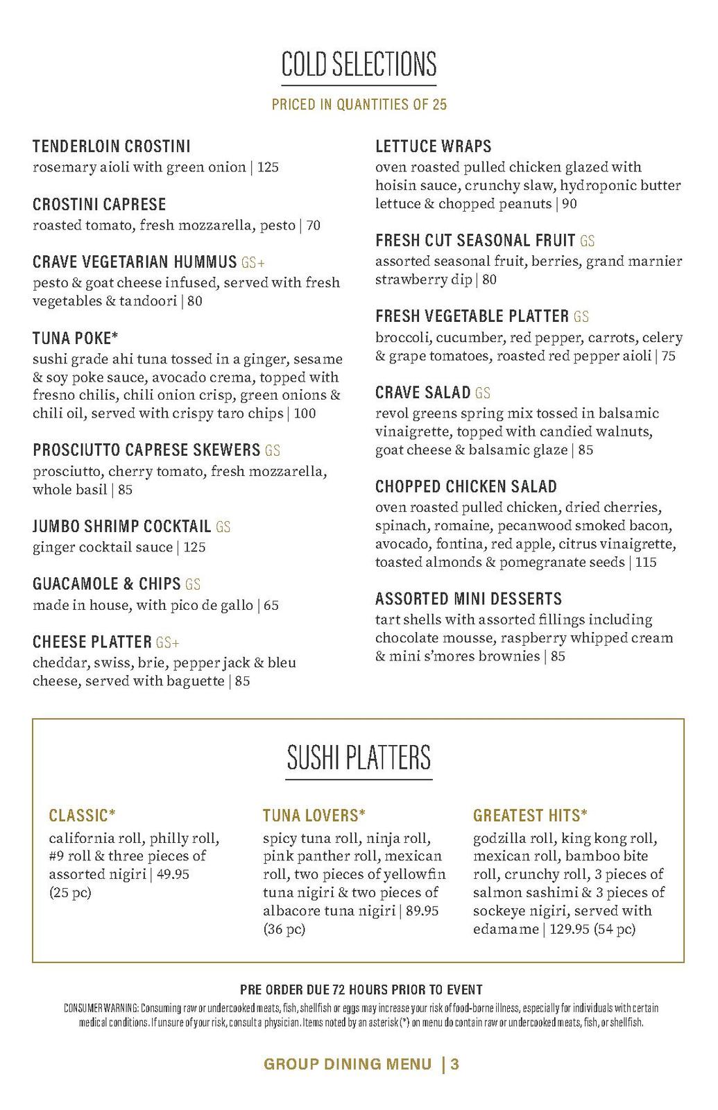 Group Dining Menu for Private Parties 3