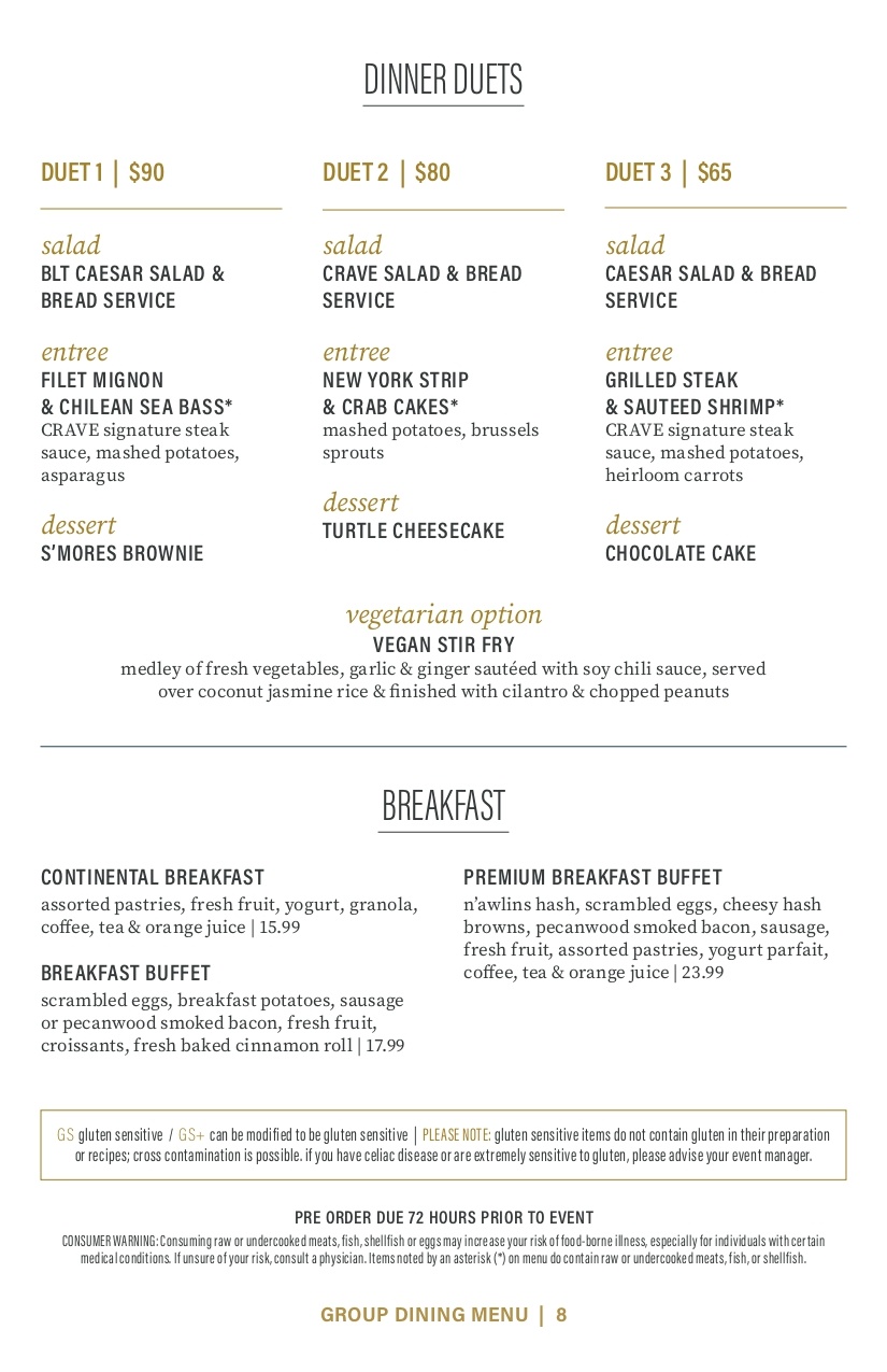 Group Dining Menu for Private Parties 8