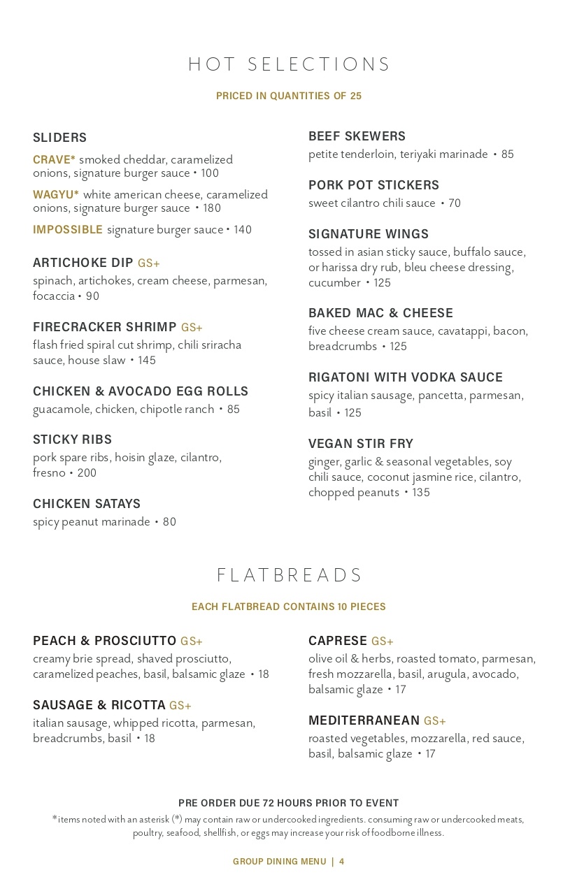 Group Dining Menu for Private Parties 4