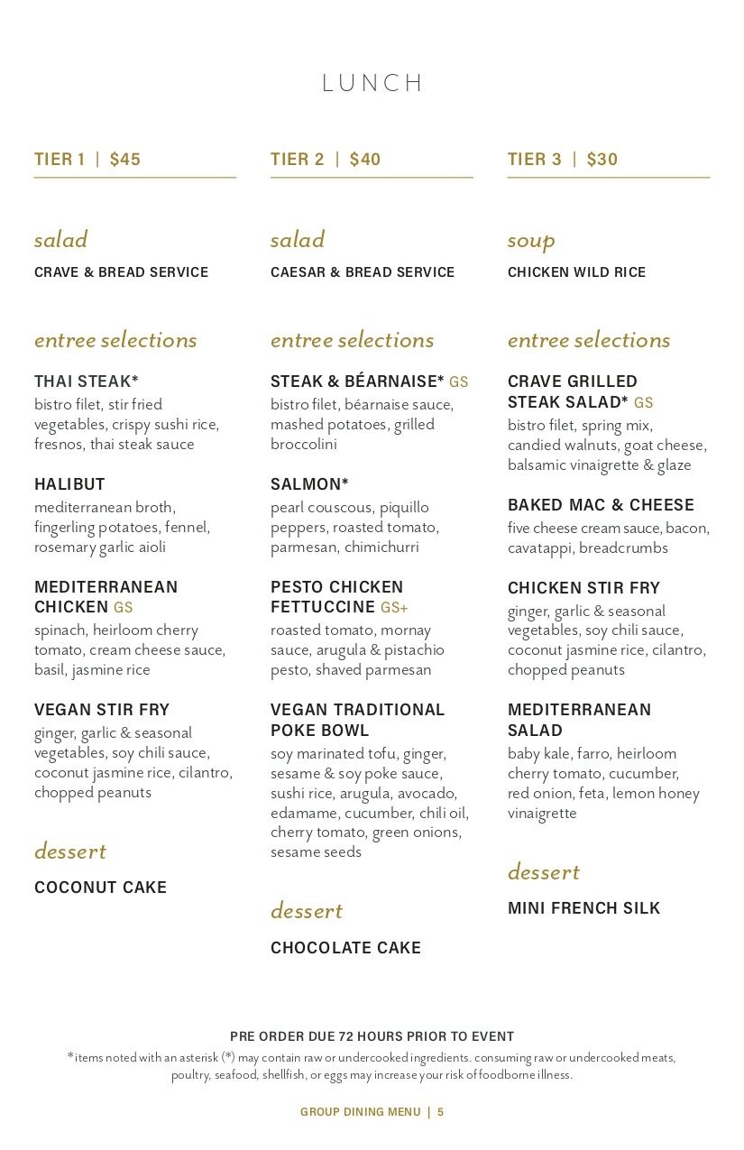 Group Dining Menu for Private Parties 5