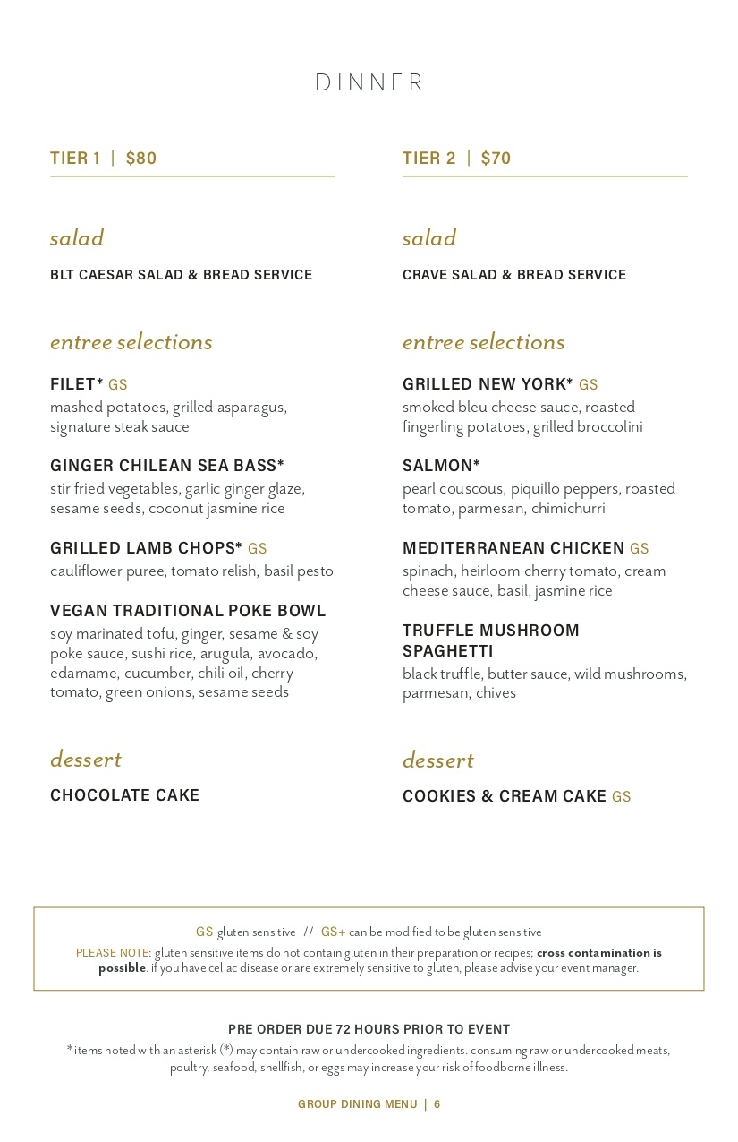 Group Dining Menu for Private Parties 6