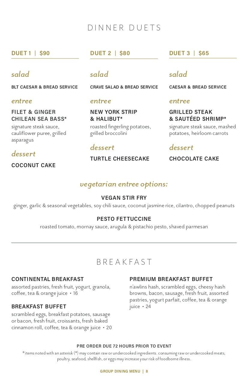 Group Dining Menu for Private Parties 8