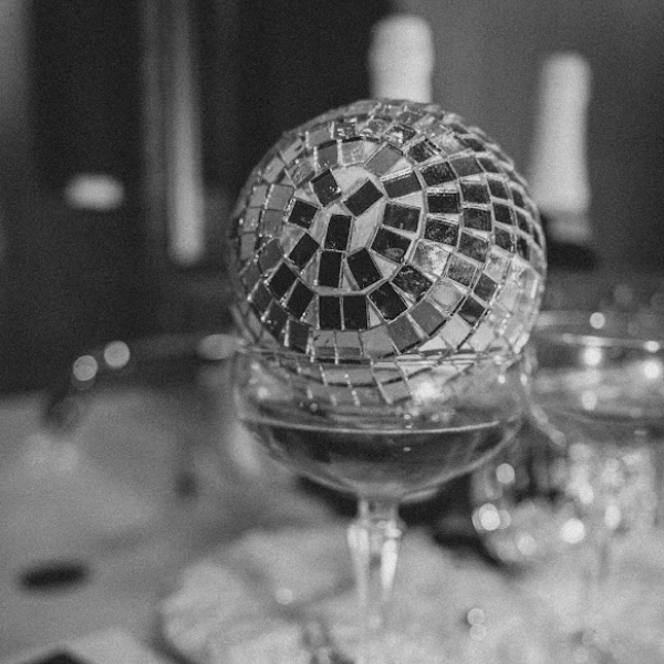 Miniature disco ball in glass