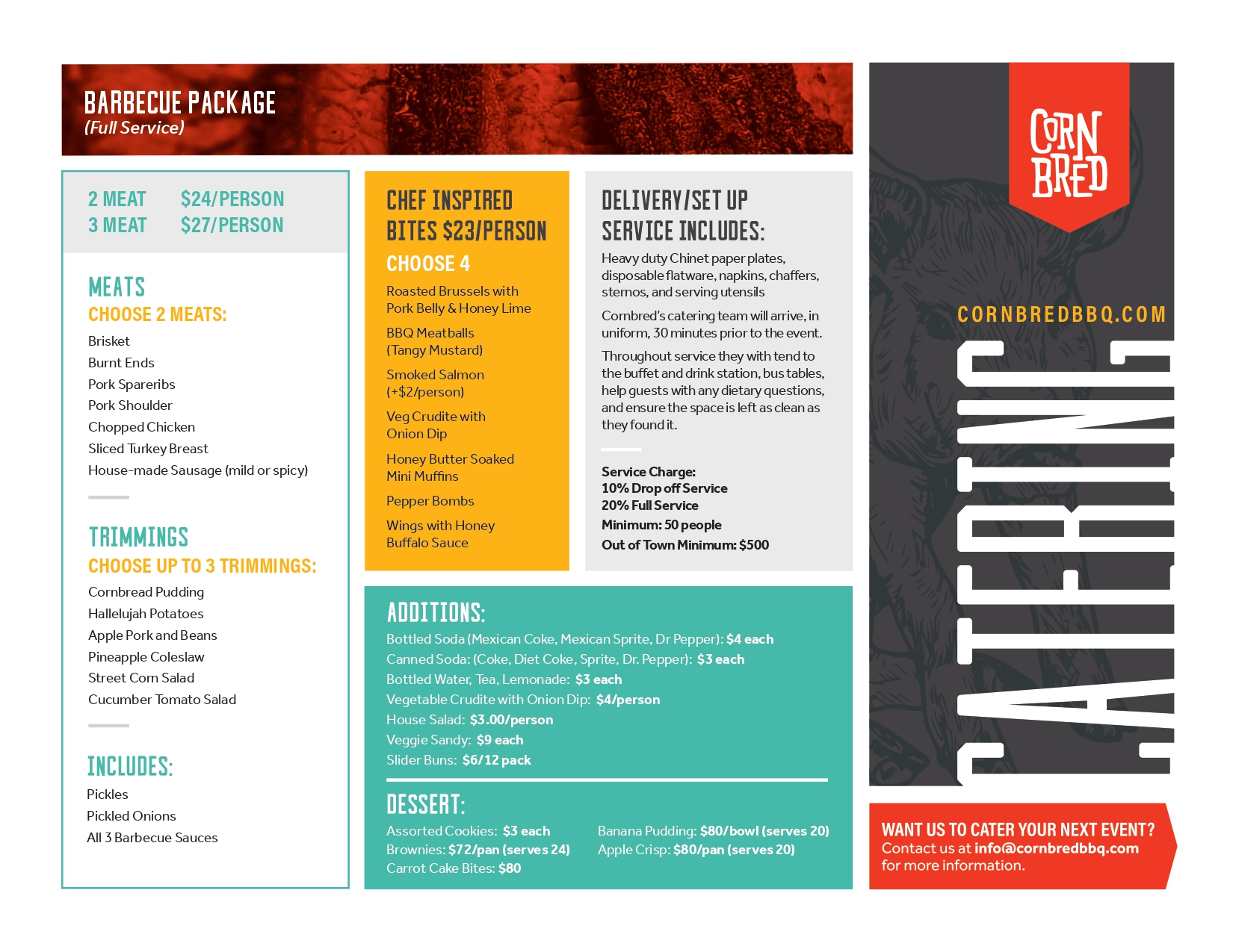 Drop off service catering menu 2