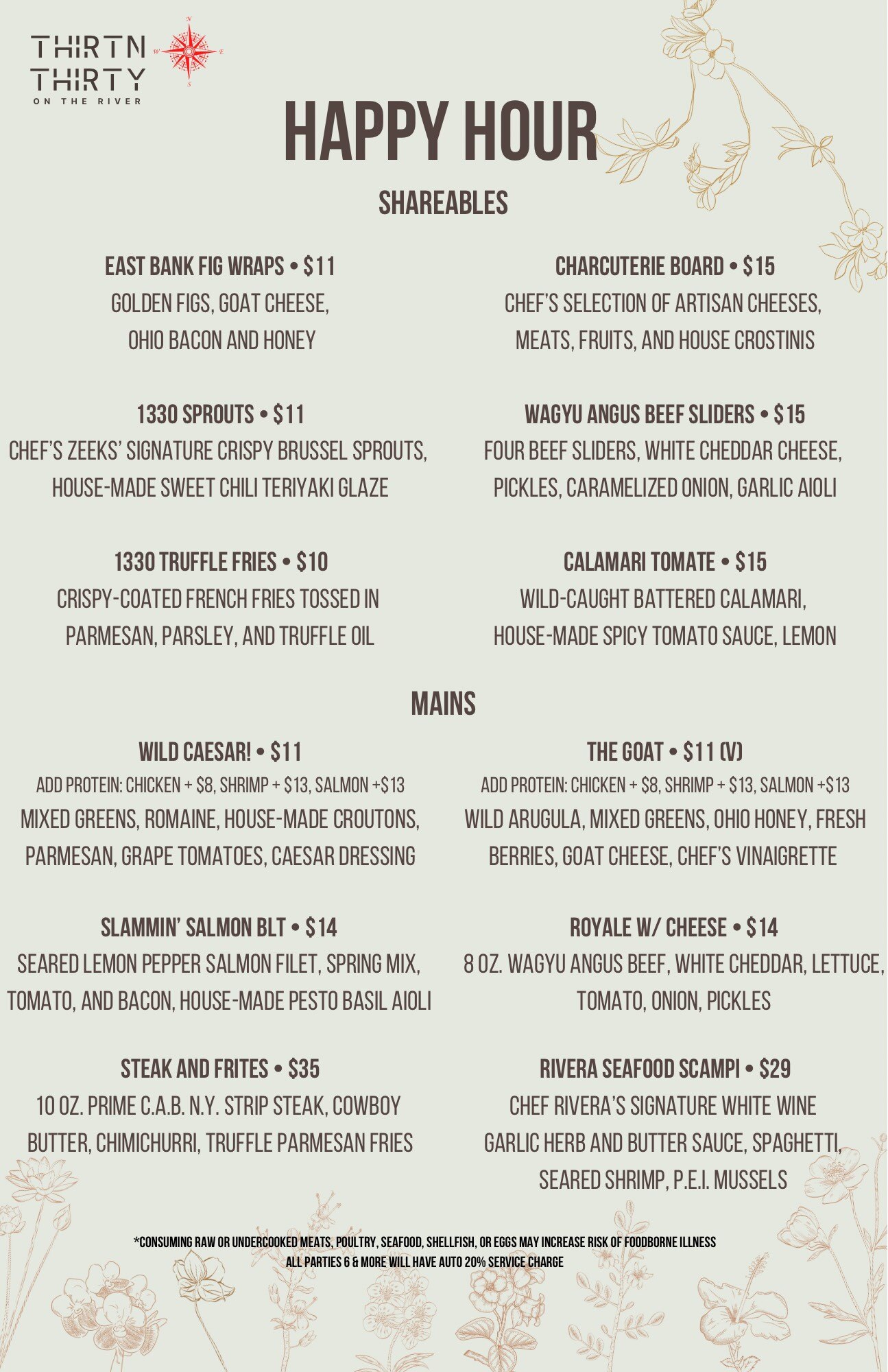Happy Hour menu