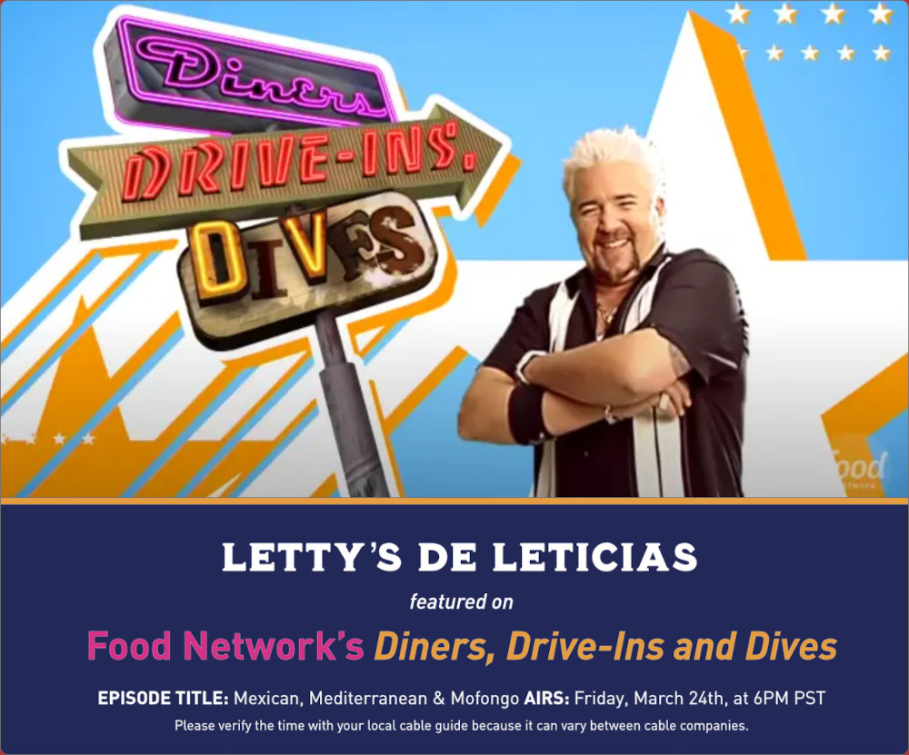 Letty's Featured on Food Network Diner Drive-ins and Dives