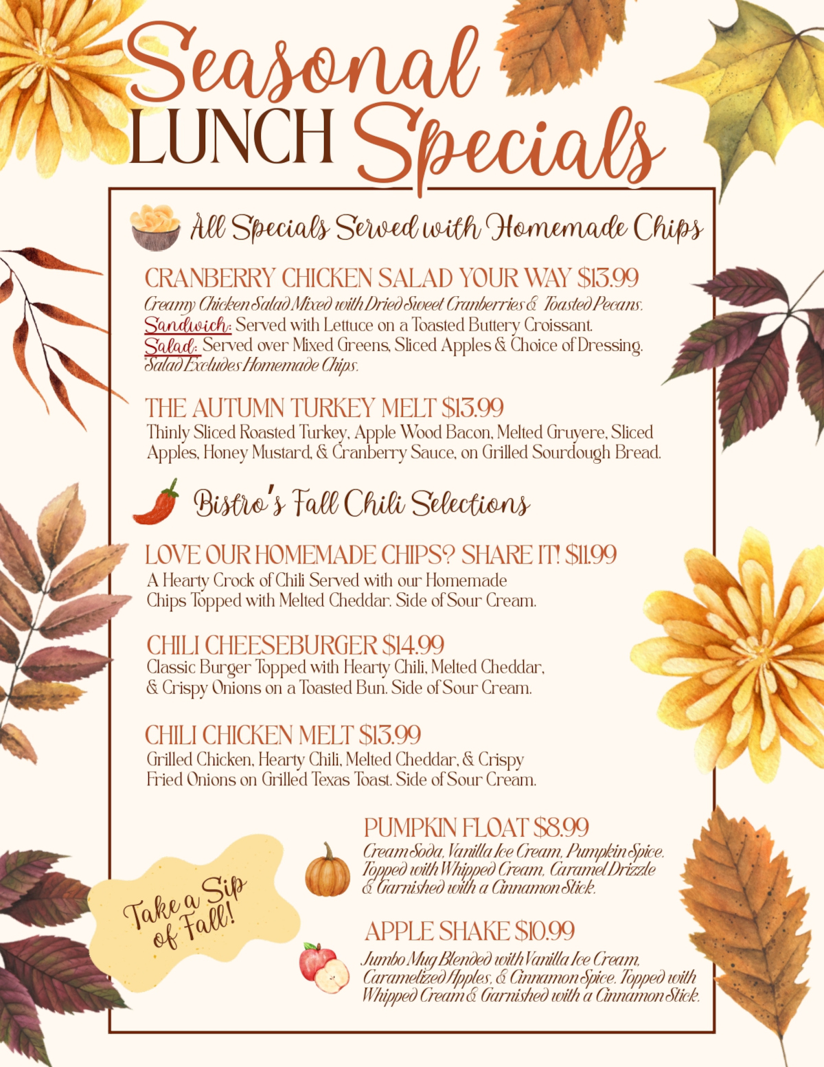 Seasonal Lunch Specials