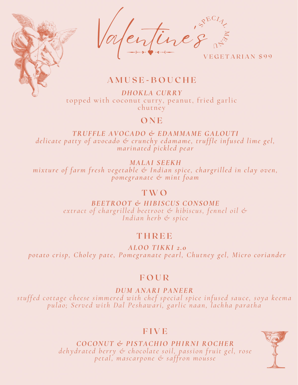 Valentine's vegetarian menu