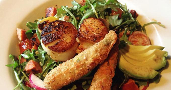 Closeup of a plate of salad