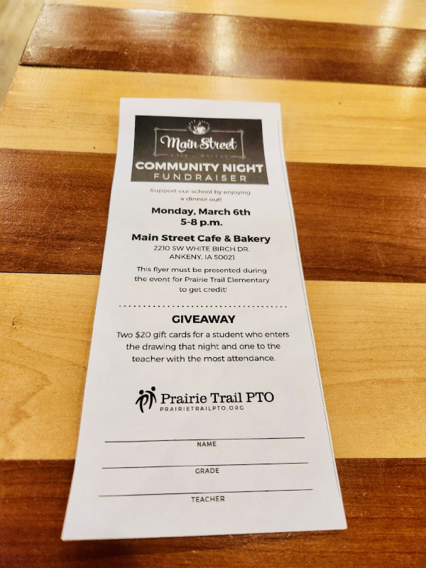 community night fundraiser giveaway receipt