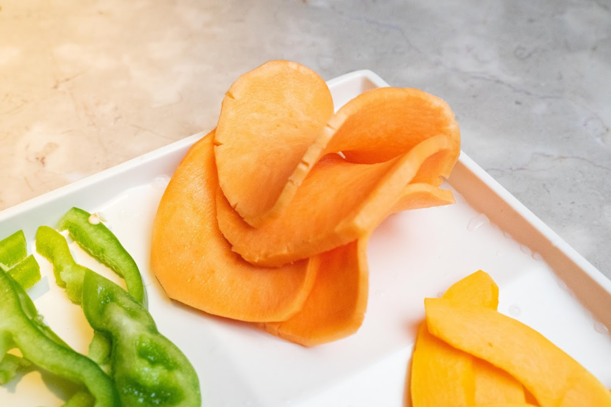 chopped carrot and bell pepper