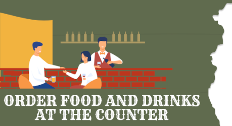 order food and drinks at the counter