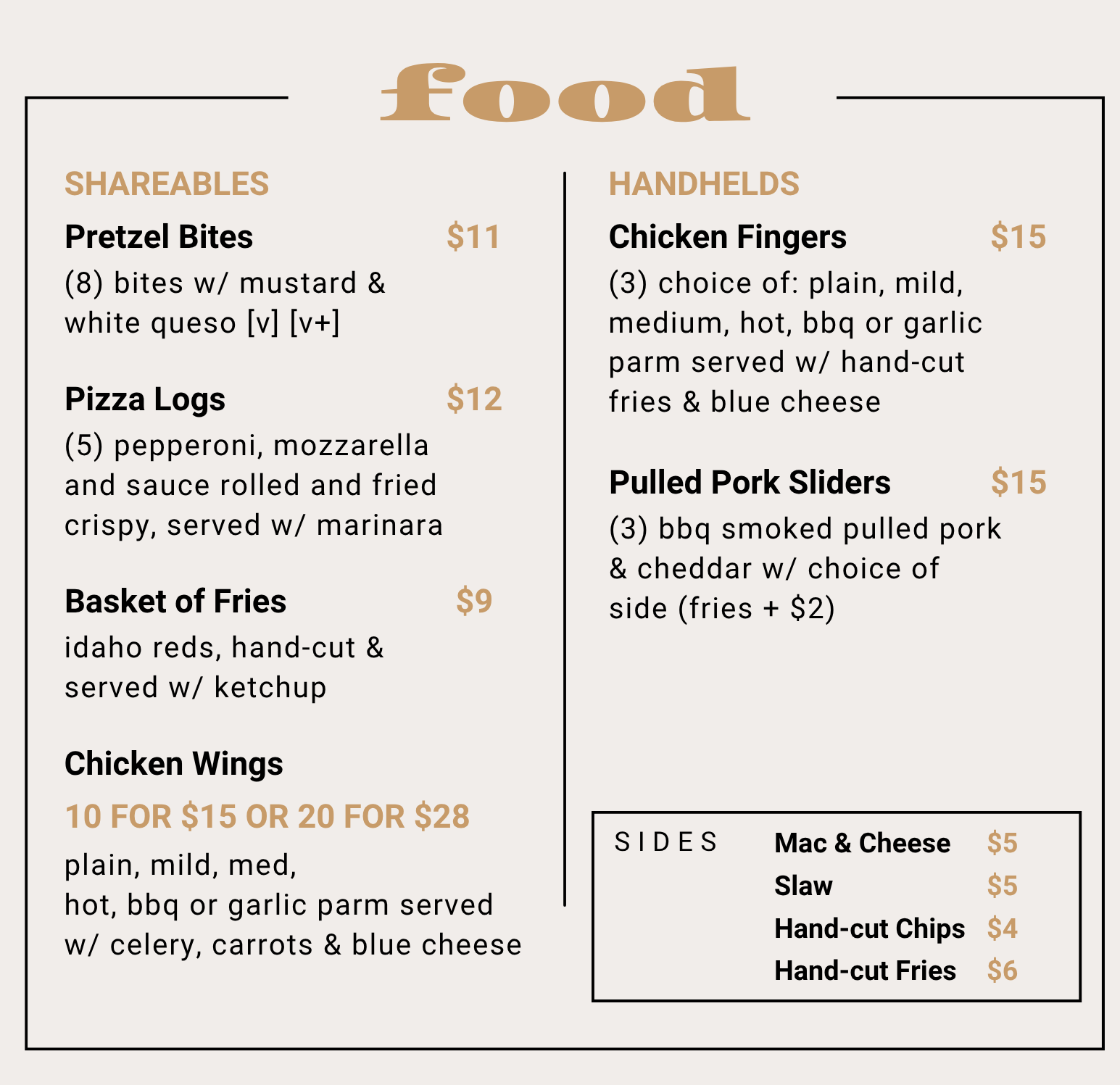 Restaurant Menu, page 1