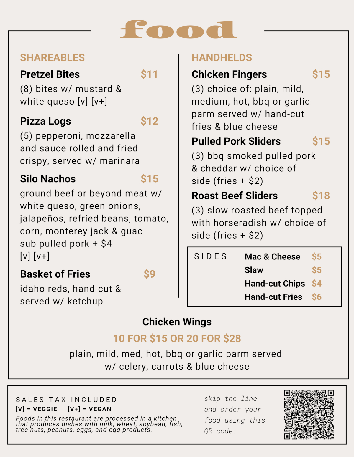 Restaurant Menu, page 1