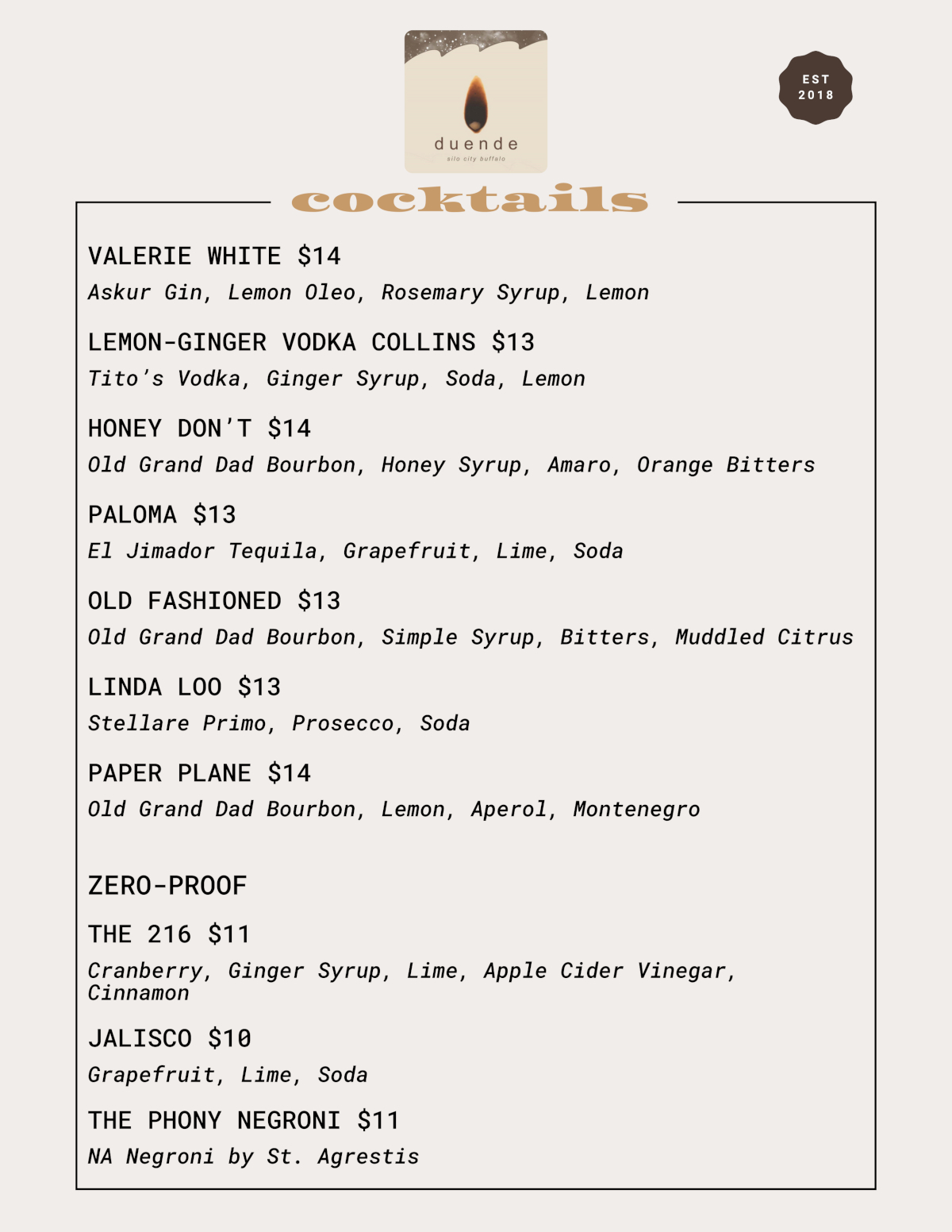 Restaurant Menu, page 2