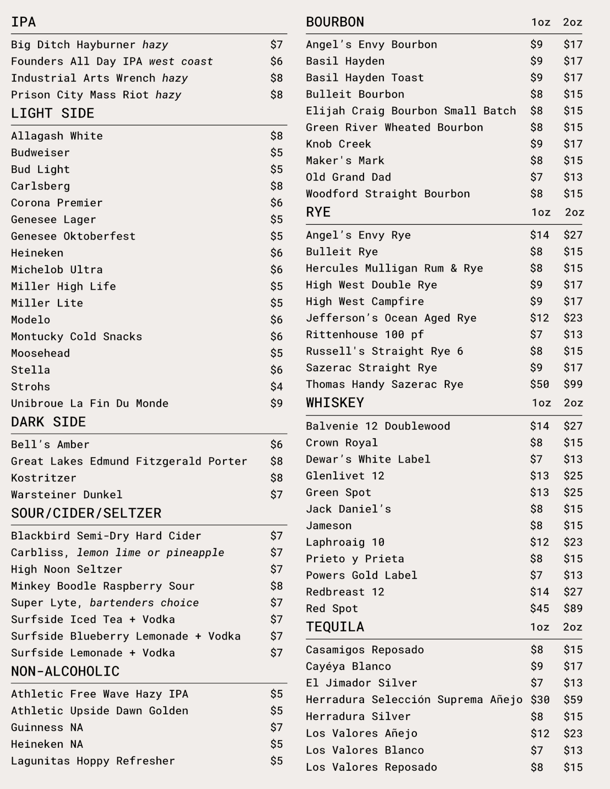 Restaurant Menu, page 3