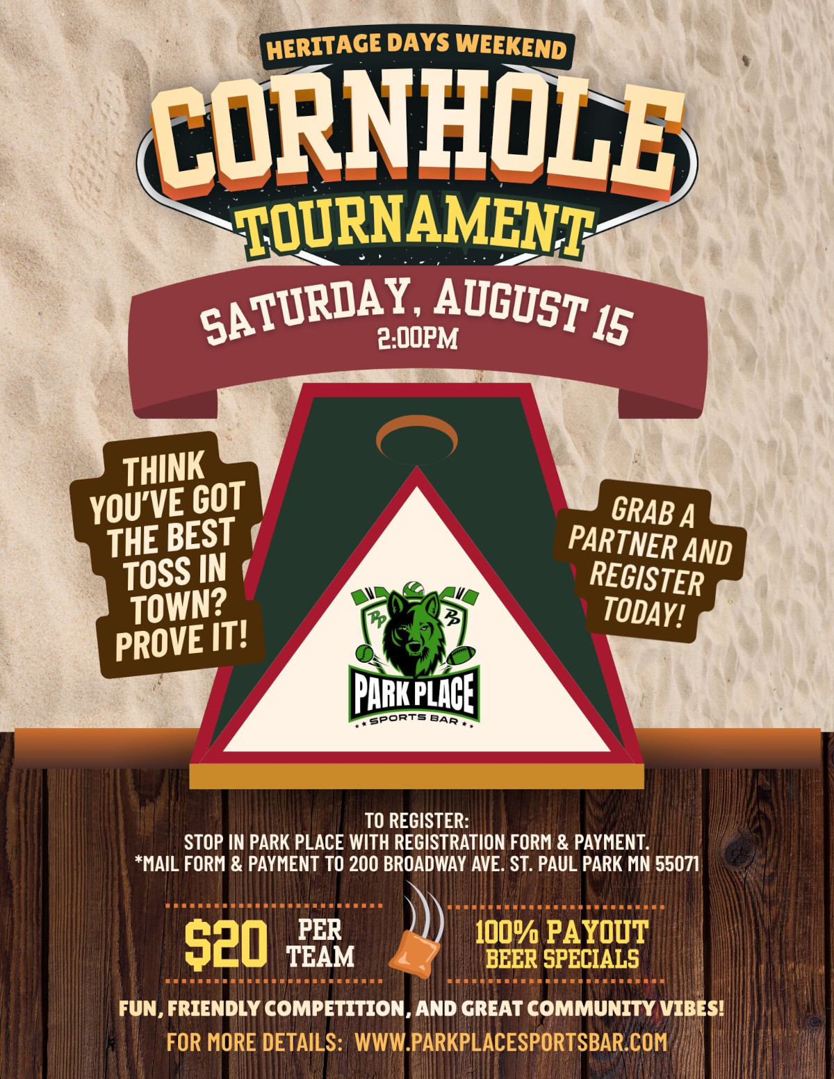 Heritage Days weekend Cornhole tournament