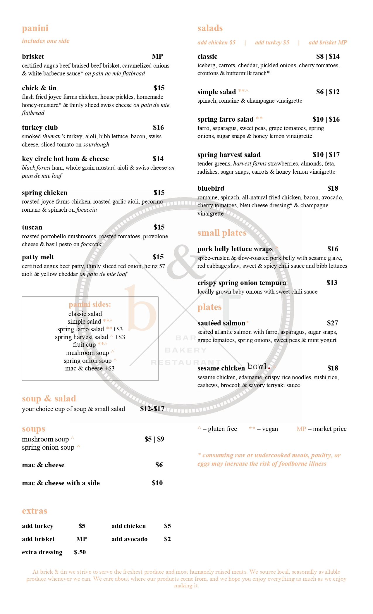 Food Menu Page 1