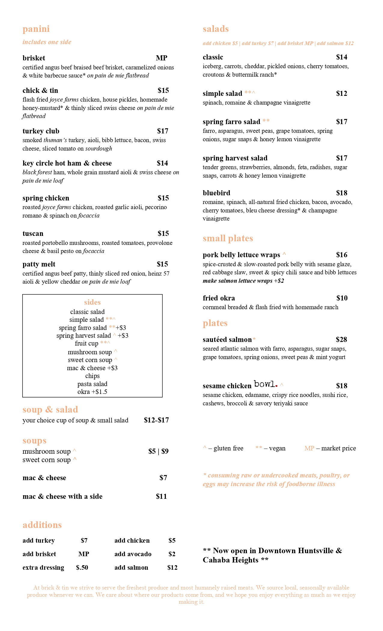 Food Menu Page 1