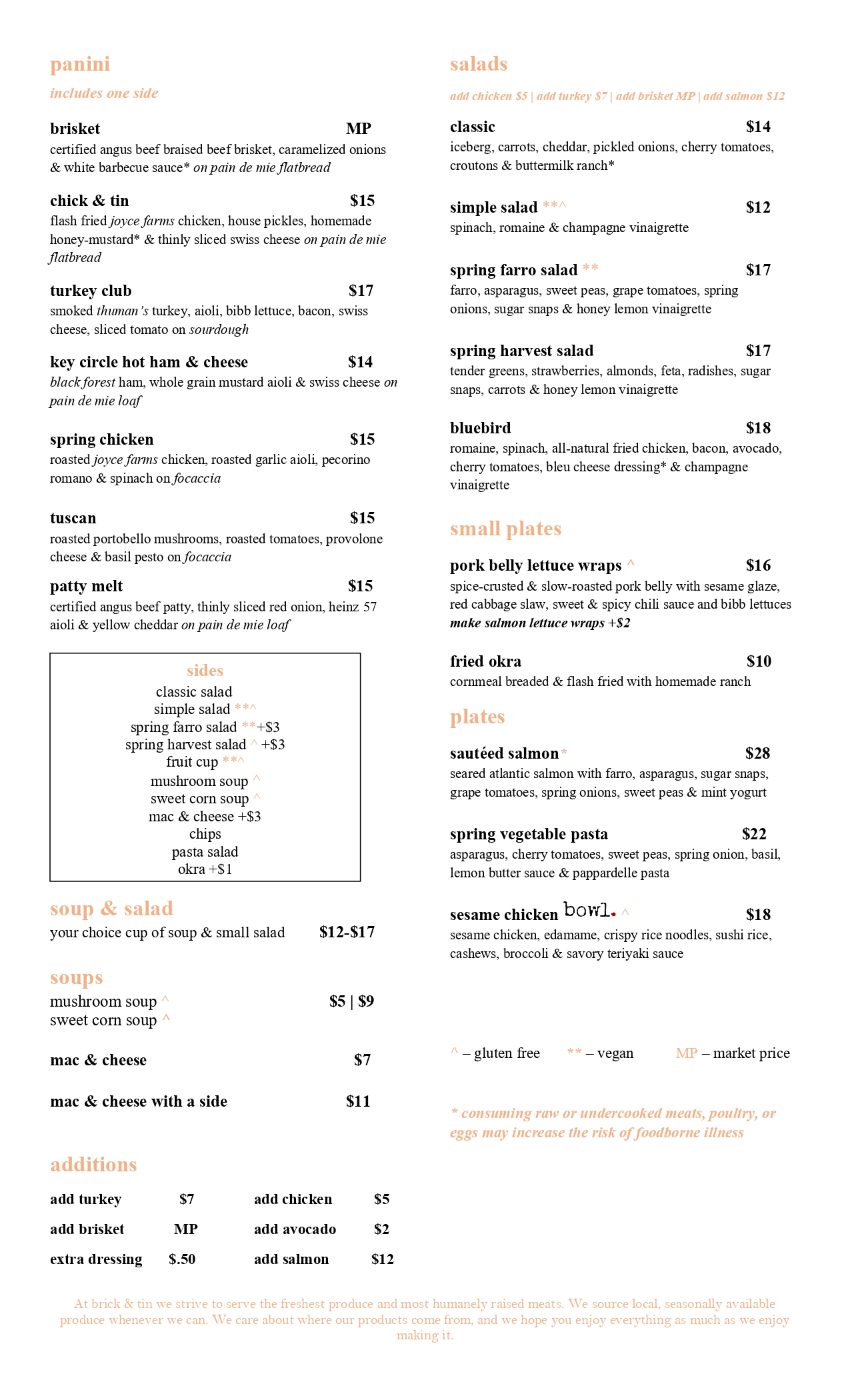Food Menu Page 1